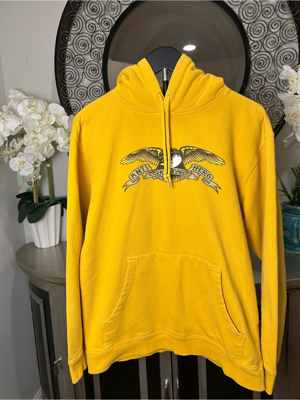 Yellow Graphic Pullover Hoodie -